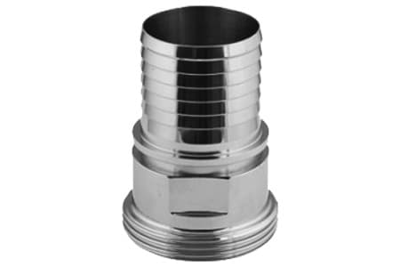 HYGIENIC COUPLING DIN 11851 MALE PART WITH SERRATED HOSE TAIL ENDED BY MALE THREAD SS 316 INPART24