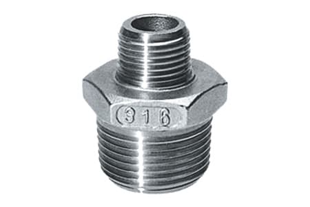 DOUBLE NIPPLE REDUCING CONNECTOR WITH MALE THREAD BSPT STAINLESS STEEL INPART24