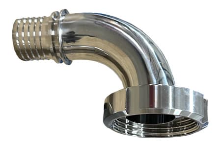 Hygienic Coupling DIN 11851 Elbow 90 Female with Hosetail and Nut SS 316 Inpart