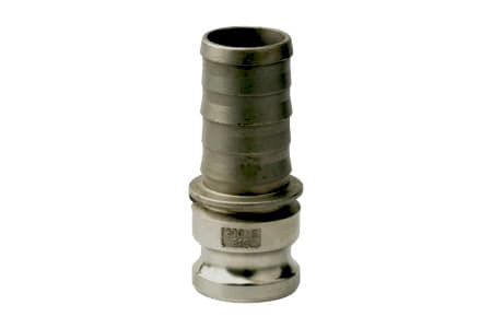 CAMLOCK TYPE E MALE PART WITH RIBBED HOSE TAIL FROM STAINLESS STEEL AISI 316 INPART24 